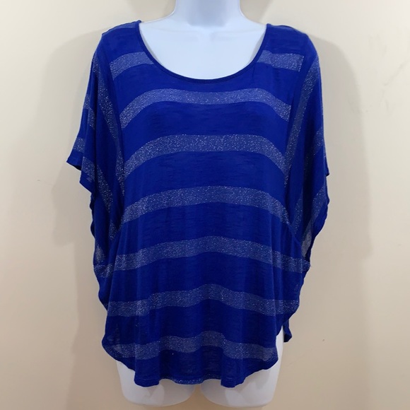 Express Wide Short Sleeve Sparkle Stripe Shirt XS